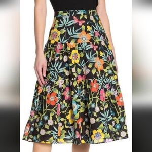 J.Crew Tawna Pavilli floral print multicolor midi knee-length tiered skirt Sz 4